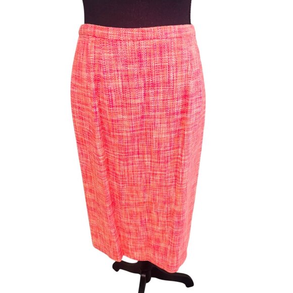 NWT Talbots 100% Silk Bright Pink Tweed Pencil Skirt Office Siren Business wear - Picture 1 of 9